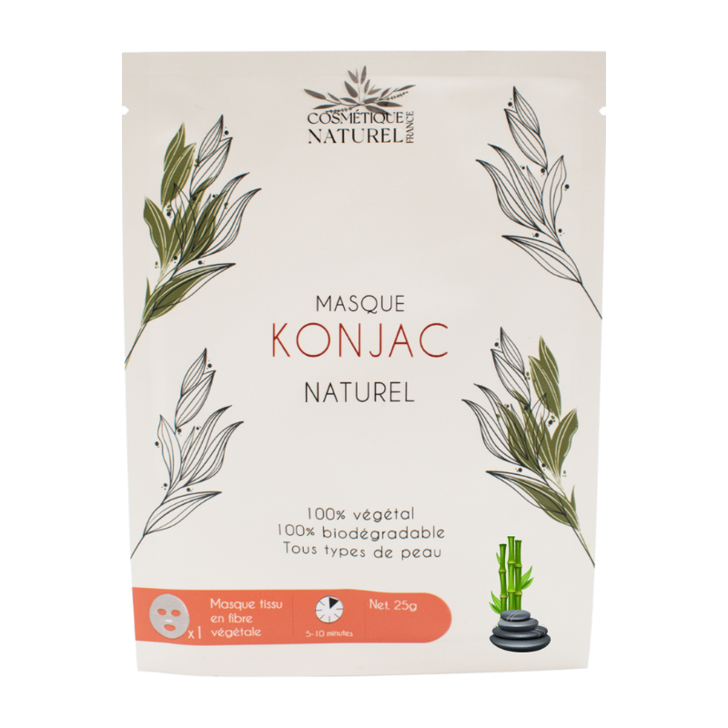 Un masque au konjac 100% naturel à l'extrait de charbon de bambou.