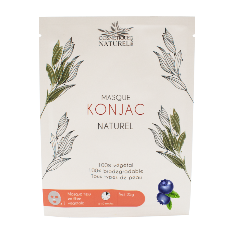 Un masque au konjac 100% naturel à l'extrait de myrtille.