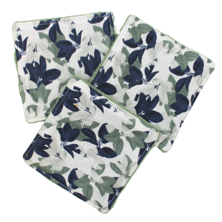 Lot de 3 cotons lavables verts assortis motif floral